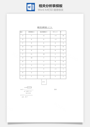 相關(guān)分析表Word文檔