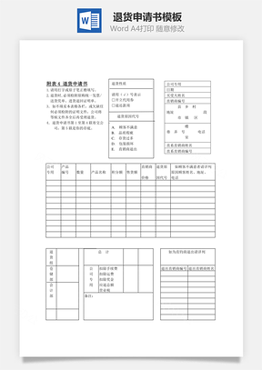 退貨申請(qǐng)書Word文檔