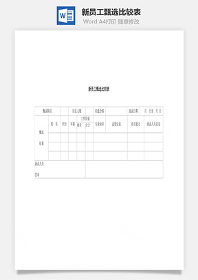 新员工甄选比较表Word文档