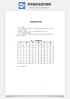 職員退職金給付規(guī)則Word文檔