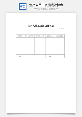 生產(chǎn)人員工資提成計(jì)算表word文檔