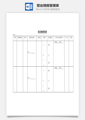 營業(yè)情報管理表Word文檔