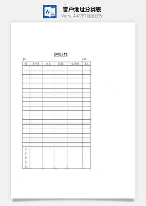 客戶地址分類表Word文檔