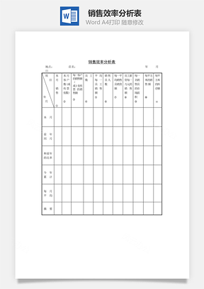 銷售效率分析表Word文檔