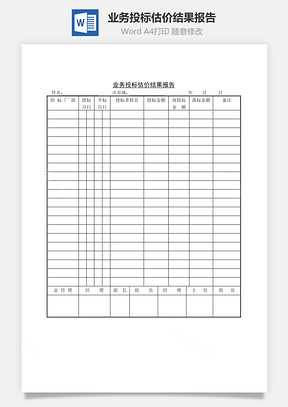 業務投標估價結果報告Word文檔