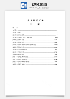 公司規(guī)章制度Word文檔