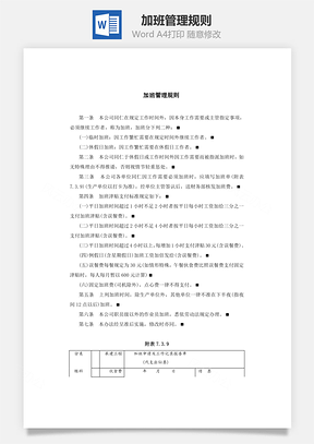 加班管理規(guī)則Word文檔