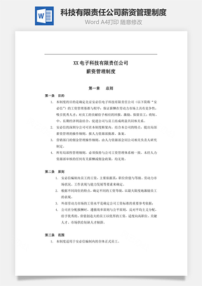 科技有限責任公司薪資管理制度Word文檔